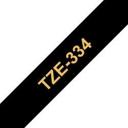 Cinta Laminada Compatible Brother Tze-334 - 12 Mm X 8 Metros Dorado/Negro