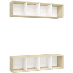 Muebles De Salón De Pared 2 Uds Blanco Y Roble Sonoma Vidaxl