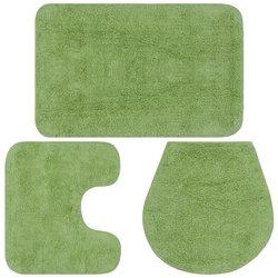 3 piezas esteras de baño de tela verde Set