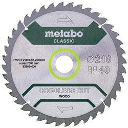 Metabo Hoja de sierra "cordless cut wood - classic", 216x30 D40 DI 5° /B (628654000)