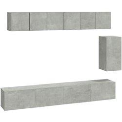 vidaXL SET DE MUEBLES DE TV 6 PZAS MADERA CONTRACHAPADA GRIS HORMIGÓN