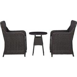 3 piezas de jardín Bistro Set con almohadas de Polyrattan negro