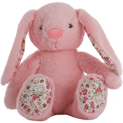 Conejo Rosa de Peluche con Flores de 40 cm en caja