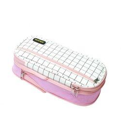 Estuche con 2 compartimentos con cremalleras, lápices escolar Bolsa de lápices con gran capacidad Portalápices de oficina Suministros escolares Estuche de lápices plegable para chicas adolescentes estudiantes con cremallera Rosa, Amarilla, Moderno