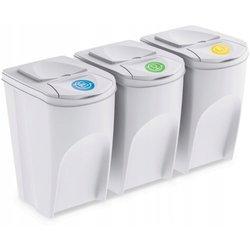 Prosperplast Set 3x35l Cubos de Reciclaje Papel Vidrio Plastico