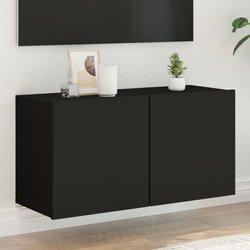 Mueble TV de pared negro 80x30x41 cm