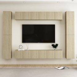 Muebles de puerta de TV Set 10 piezas Sonoma Wood Oak Multilayer