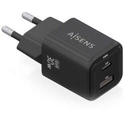 Cargador de Pared AISENS ASCH-30W2P021-BK (Negro - USB-C x 1)