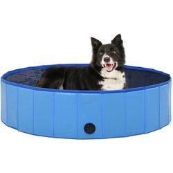 Piscina para perros plegable azul 120x30 cm PVC