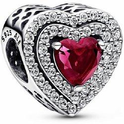 Charm Pandora Corazón Nivelado Rojo Brillante