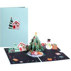 Tarjeta de felicitación Navidad Árbol snowman pop-up 3D