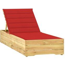 Tumbona VIDAXL Rojo Madera (198 x 68x(28-75) cm )