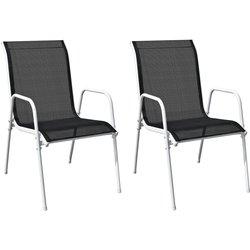 Conjunto 2 Silla de jardín VIDAXL Negro Acero (51x66x88 cm)