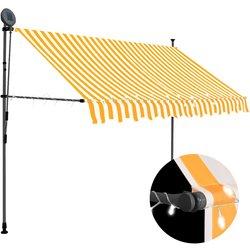 Toldo manual retráctil con led blanco y naranja 250 cm