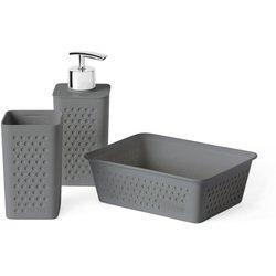 TATAY Bohol - Juego de Accesorios de Baño 3 Piezas en Plástico Reciclado. Gris Antracita