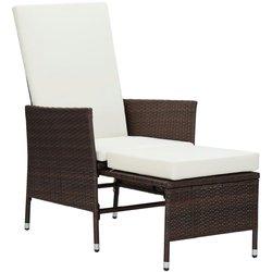 Silla de jardín reclinable con cojín en Polyrattan Brown