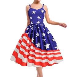 Vestido patriótico para mujer, 4 de julio, bandera americana, vestido sin mangas, vestido de verano, mini para mujer y niña Indep