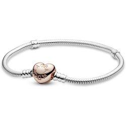 Pulsera Pandora 580719-17 mujer plata corazón Rose