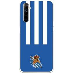 Funda para Realme 6 del Real Sociedad de Fútbol Real rayas verticales  - Licencia Oficial Real Sociedad de Fútbol