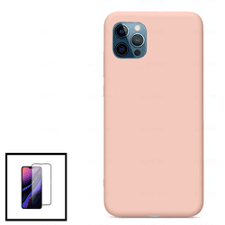 Kit Carcasa y Protector de Cristal 5D Full Cover Huawei P30 Silicona Rosa