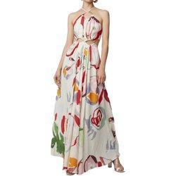 Vestido maxi de verano tropical sin mangas con tirantes finos para mujer Vestidos con estampado floral