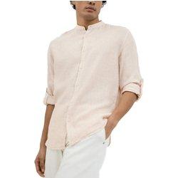 Camisa Selected Linen rosa palo cuello mao para hombre