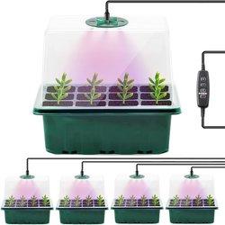 Caja de cultivo de invernadero, 5 cucharaditas, 60 compartimentos, minienrejado, para plántulas, con luz controlada por temporizador y ventilación cubierta, tipo C hembra