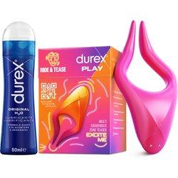 Durex Vibrador Estimulador Multi Uso RIDE & TEASE +  Lubricante Original H2O 50 ml, Juguete Sexual para Mujer, Hombre y Pareja