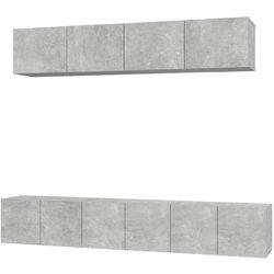 vidaXL SET DE MUEBLES DE TV 5 PZAS MADERA CONTRACHAPADA GRIS HORMIGÓN