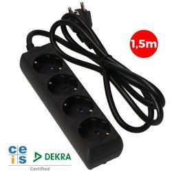 Extensión Eléctrica EDM Negro (4 Enchufes - 1.5 m)