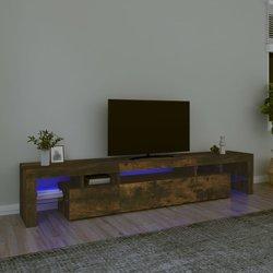 Soporte de TV con luces LED Smoke Oak 215x36,5x40 cm