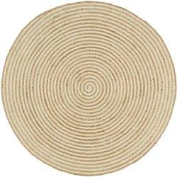 Alfombra artesanal de yute de diseño espiral blanco de 120 cm