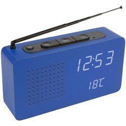 Radio Despertador FISURA con Reloj Azul. Despertador Digital con Radio. Medidas: 17 7 X 4 5 X 9 cm. Material: Madera.