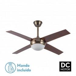 Fabrilamp - ventilador dc ciro 2XE27 cuero 4 asp. nogal 35/45X116,8D