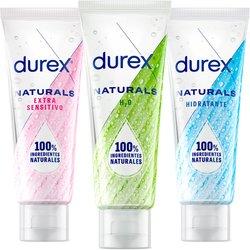 Durex - Pack Lubricantes Naturals, Hidratante + Extra Sensitivo + H2O, 300 ml, Ingedientes Naturales, PH Fisiológico, Sin Fragancia