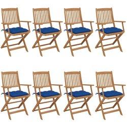 Conjunto 8 Silla de jardín VIDAXL Azul Madera (54x57x91 cm)