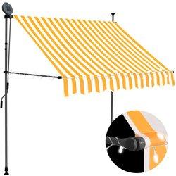 Toldo manual retráctil con led blanco y naranja 150 cm