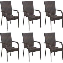 Sillas de exterior apilables 6 piezas Polyrattan Brown