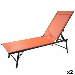 Tumbona reclinable Aktive Naranja 180 x 35 x 49 cm (2 Unidades)