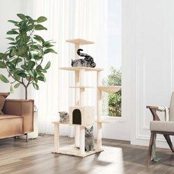 Árbol para gatos con arañazos en crema de sisal 142 cm