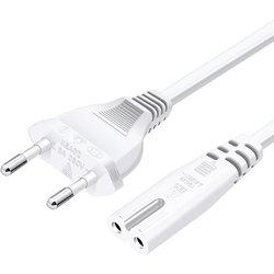 CABLEPELADO Cable Alimentación Tipo C Euro - Cable C7 - Cable Euro 8 - Compatible con Samsung Toshiba LG Philips Sharp Sony, Monitor, DVD Printer Radio BLU-Ray Playstation Xbox - 1.8 Metros - Blanco