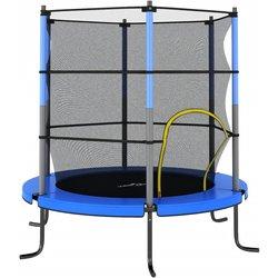 Juego de trampolín con red de seguridad redonda 140x160 cm Azul