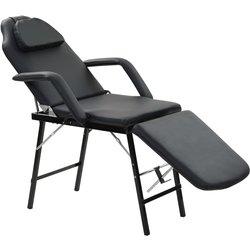 Cama de masaje portátil en cuero sintético 185x78x76 cm negro