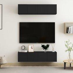 Mueble para TV 4 piezas negro 60x30x30 cm madera multicapa