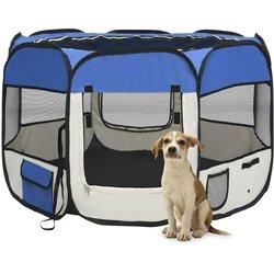 Caja plegable para perros con bolsa azul 90x90x58 cm