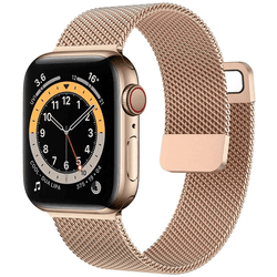 Bracelete Milanese Loop Fecho Magnético para Apple Watch Series 7 41mm Rosa Ouro