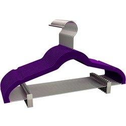 COM-FORT HOUSE | Percha Terciopelo con Pinzas Bronce | Color Morado | Antideslizantes y Resistentes | Perchas para Ropa