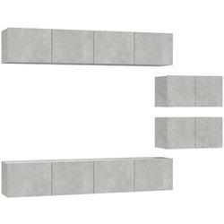 vidaXL Set de muebles de TV 6 pzas madera contrachapada gris hormigón