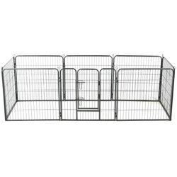 Caja para perros con 8 paneles en acero 80x80 cm negro