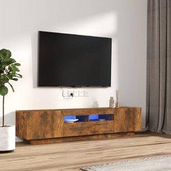 vidaXL Set de muebles TV con LEDS 2 pzas contrachapada roble ahumado